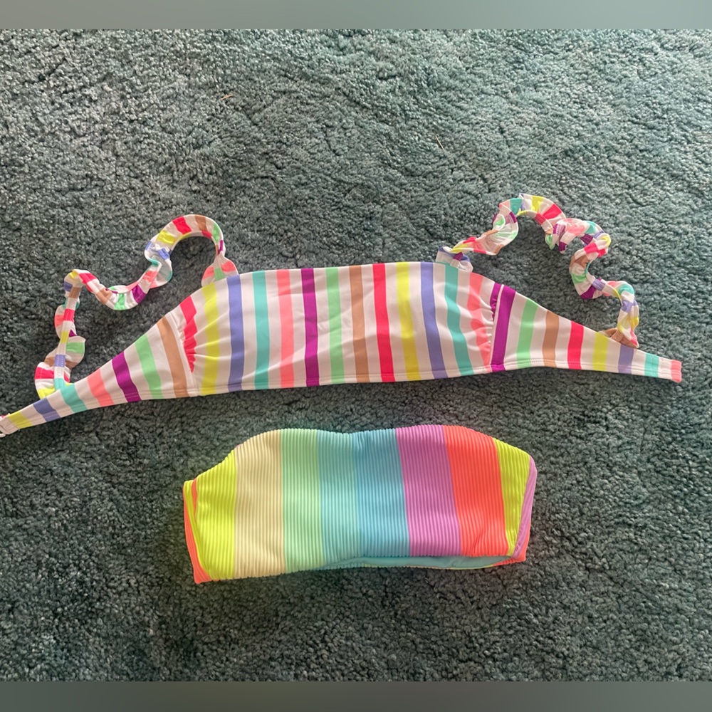 S Colorful Stripe Bathing Suit Top Pair